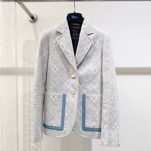 Authentic Louis Vuitton White and Blue Monogram Blazer